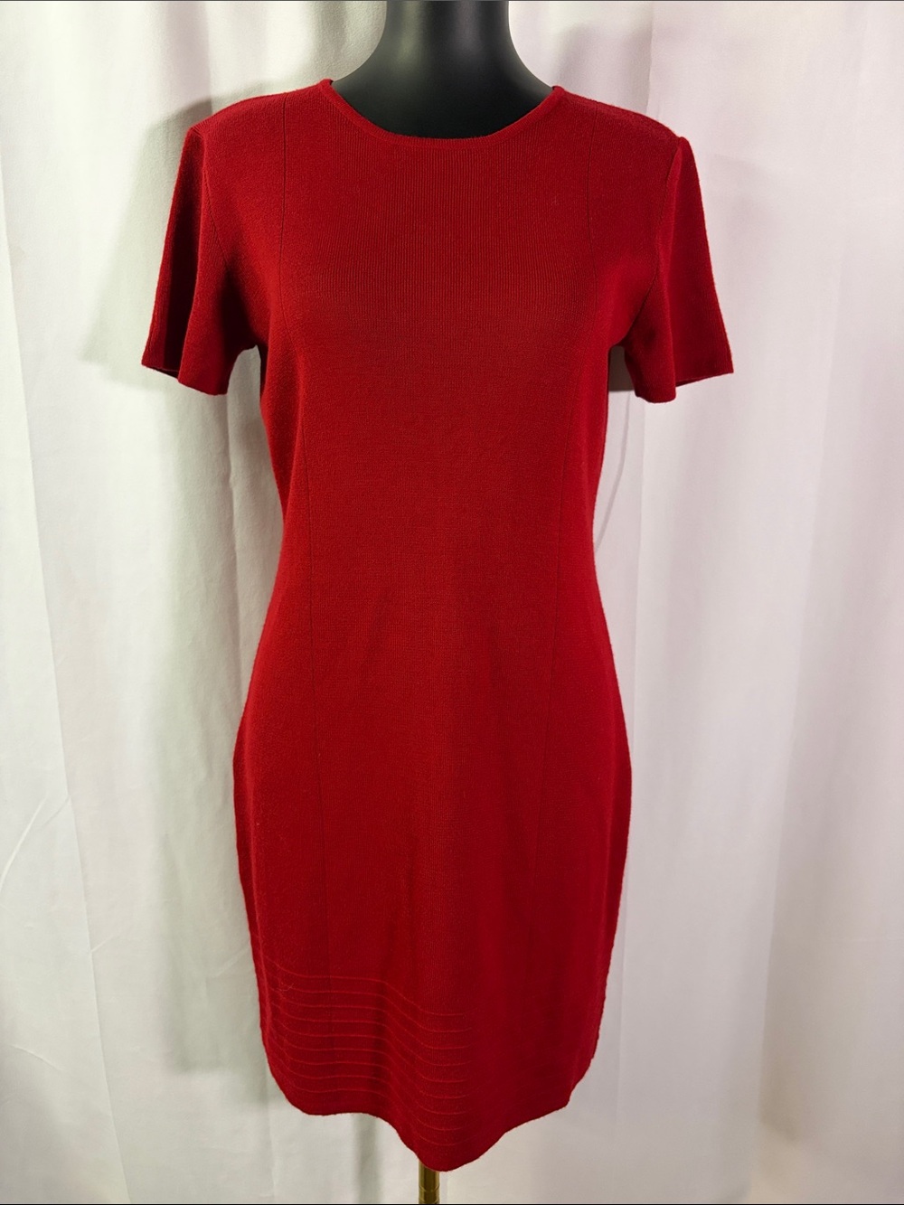 Nordstrom Red Wool Blend Short Sleeve Knit Sheath Dress